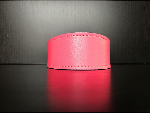 Lined Fluorescent Pink Fabric - Whippet Leather Collar - Size M